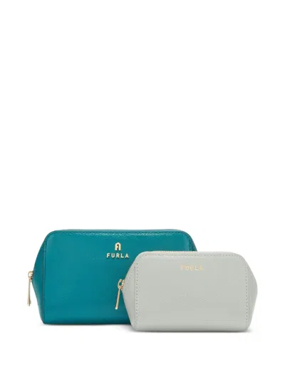 Furla Camelia Beauty Case Amatore Blue Pelle Stampata Donna In Multi