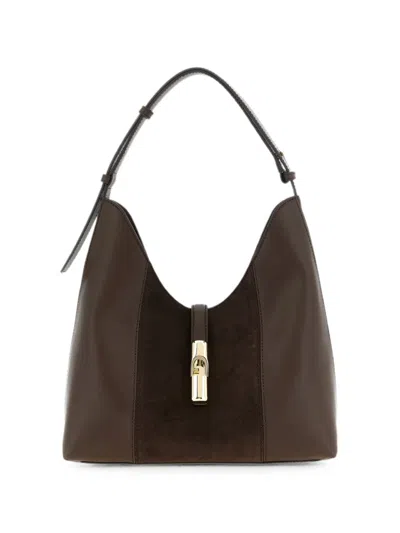 Furla M Goccia Leather Shoulder Bag In Brown