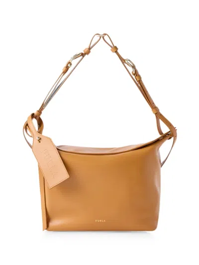 Furla M Logo-print Leather Shoulder Bag In Brown