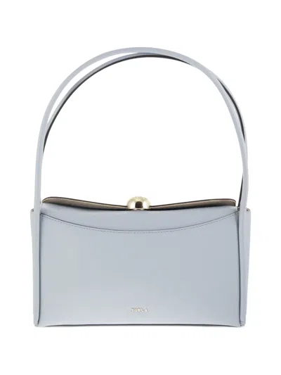 Furla Structured Grenade Calfskin Leather Nicole Satchel In Gray