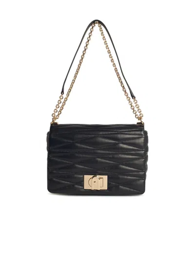 Furla Medium '1927' Black Lear Crossbody Bag