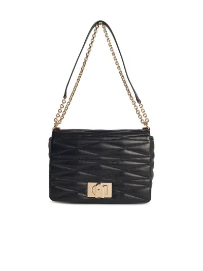 FURLA FURLA MEDIUM '1927' BLACK LEATHER CROSSBODY BAG