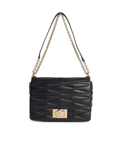 FURLA MEDIUM '1927' BLACK LEATHER CROSSBODY BAG