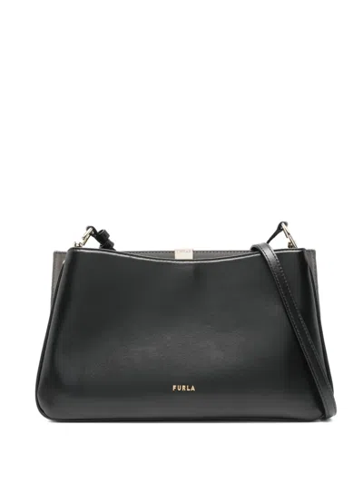 Furla Medium Agata Leather Cross Body Bag In Black