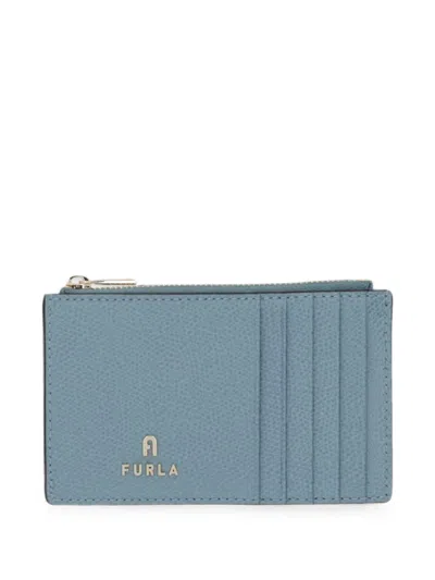 Furla Camelia Card Case Celestial Blue Grained Calf Leather Woman