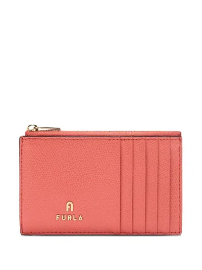 Furla Medium Camelia Leather Card Holder In Pink