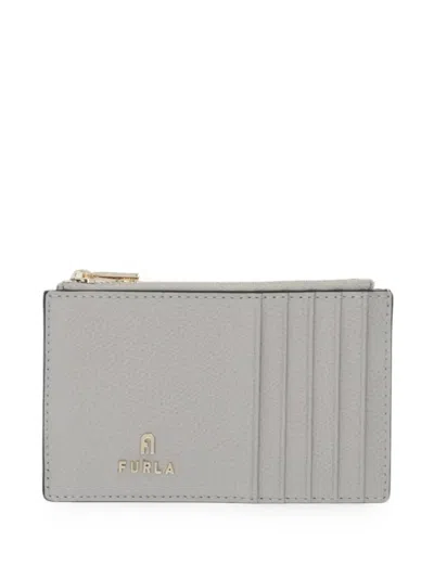 Furla Medium Camelia Logo-plaque Cardholder In Gray