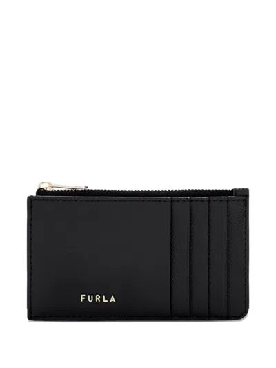 Furla Medium Classic Logo-lettering Card Case In Black