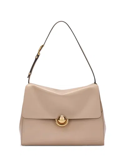 Furla Domus M Shoulder Bag In Linen Leather In Neutral