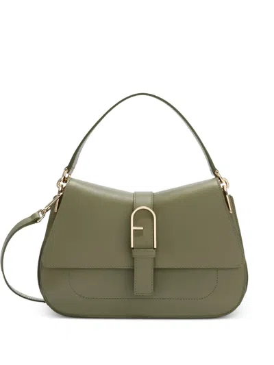 Furla Medium Flow Leather Tote Bag In Green