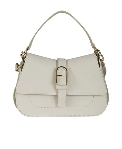 Furla Medium Flow Leather Tote Bag In White