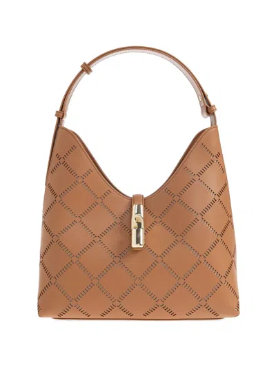 Furla Medium Goccia Laser-cut Shoulder Bag In Brown