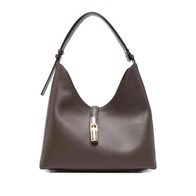 Furla Medium Logo-detail Leather Shoulder Bag In Brown