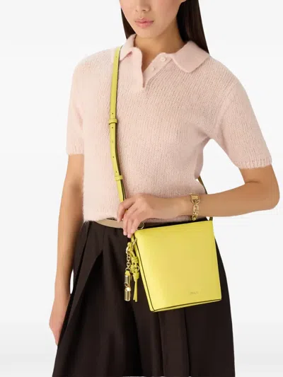 Furla Roxie Bucket Textured Yellow Leather Bag In Gold