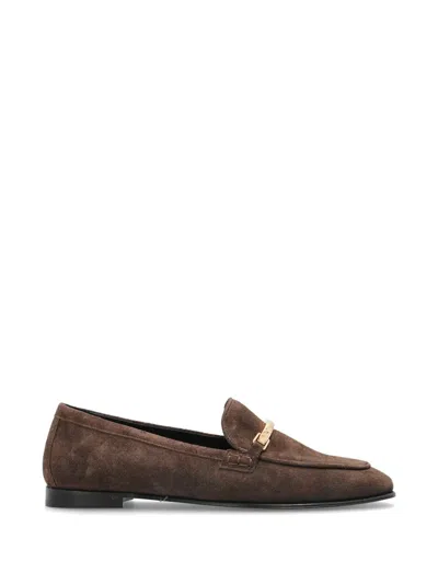 Furla Metal Bar Loafers In Brown