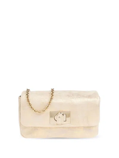 Furla Metallic-finish Shoulder Bag In Nude