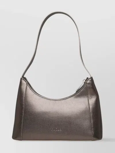Furla Metallic Leather Shoulder Bag In Brown