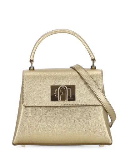 Furla Metallic-effect Leather Tote Bag In Brown