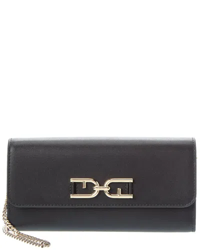 Furla Meti Leather Chain Wallet In Black