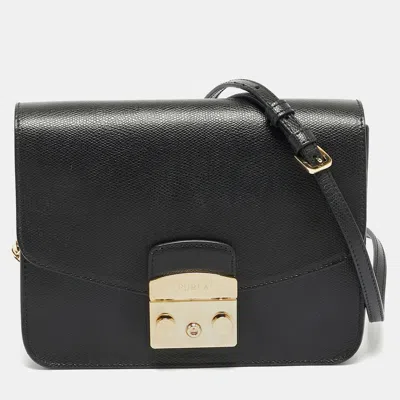 Pre-owned Furla Metropolis Black Leather Shoulder Bag