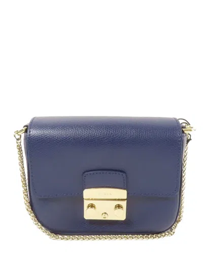 Pre-owned Furla Metropolis Chain Shoulder Bag In Blue