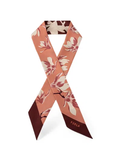 Furla Metropolis Floral-print Silk Scarf In Pink