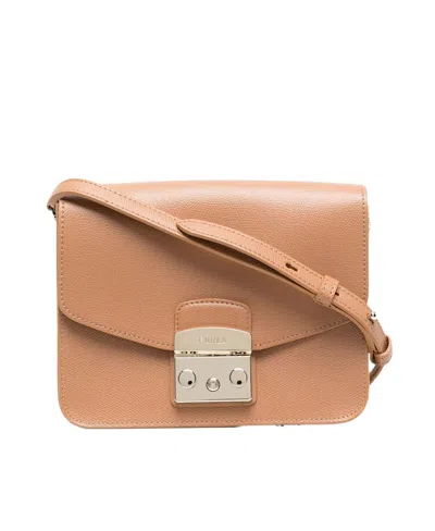 Furla Metropolis Leather Crossbody Bag In Nude