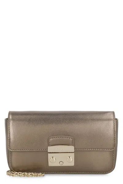 Furla Metropolis Leather Mini Crossbody Bag In Brown