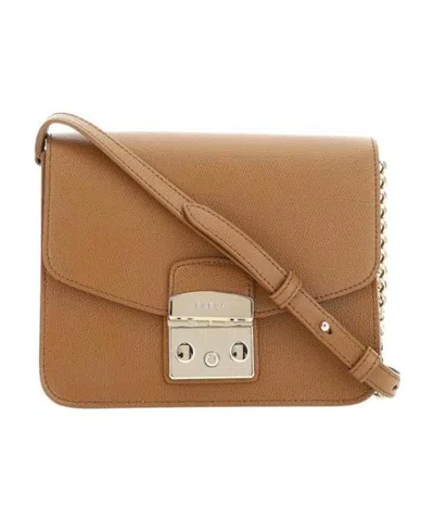 Furla Metropolis Leather Satchel Bag In Brown