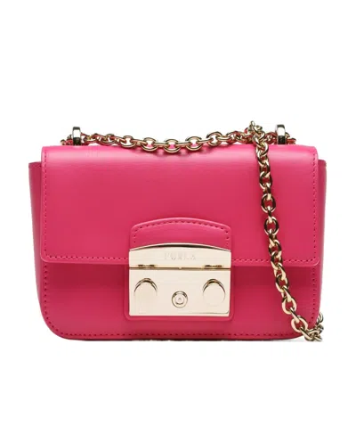 Furla Metropolis Logo Plaque Mini Crossbody Bag In White
