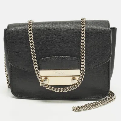 Pre-owned Furla Metropolis Mini Black Leather Crossbody Bag