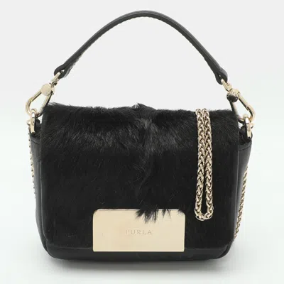 Pre-owned Furla Metropolis Mini Black Leather Crossbody Bag