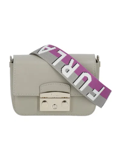 Furla Metropolis Mini Crossbody Bag In Gray