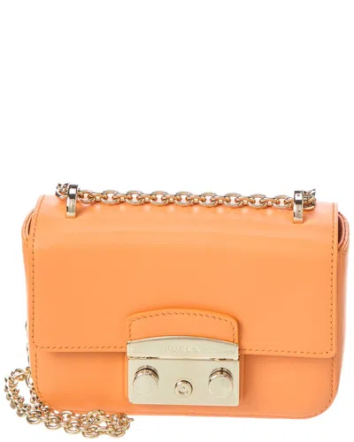 Furla Metropolis Mini Leather Crossbody In Orange