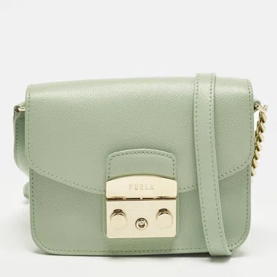Pre-owned Furla Metropolis Mini Light Green Leather Crossbody Bag