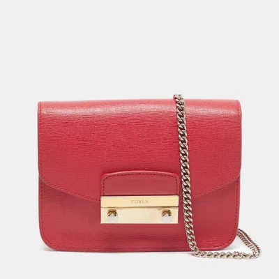 Pre-owned Furla Metropolis Mini Red Leather Crossbody Bag