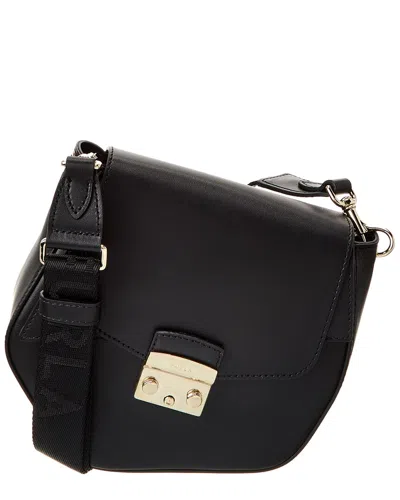 Furla Metropolis Prisma Mini Leather Crossbody In Black