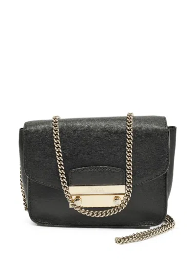 Pre-owned Furla Metropolis Push-lock Cross Body Bag In Black