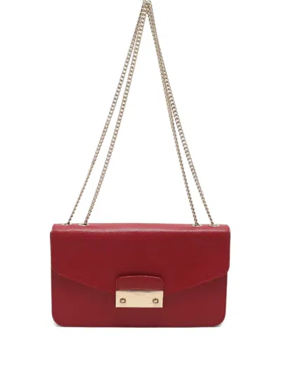 Pre-owned Furla Metropolis Leather Shoulder Bag In Red