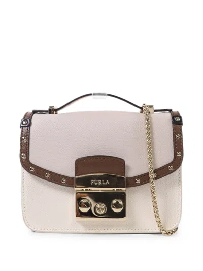 Pre-owned Furla Metropolis Studded Shoulder Bag In Neutral