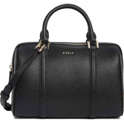 Furla Mia Lissa Small Leather Boston Bag In Black