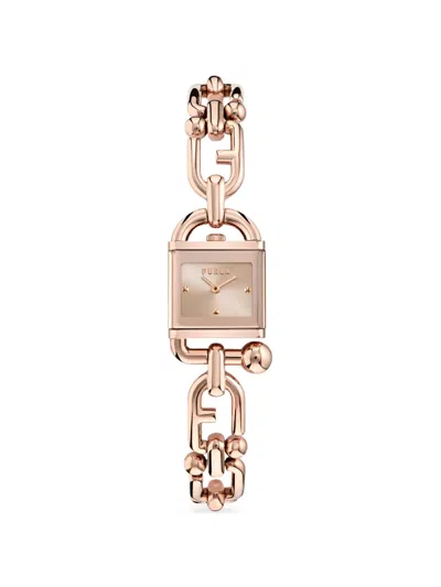 Furla Mianuvola Square Arch-logo 20mm Watch In Gold