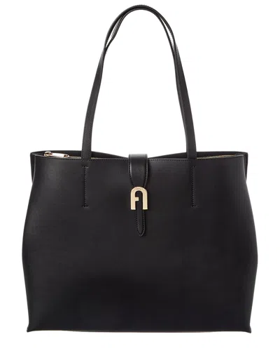 Furla Miasofia Leather Tote In Black