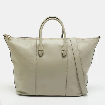Pre-owned Furla Miastella Grey Leather Shopper Tote In Gray