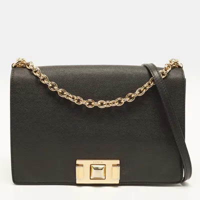 Pre-owned Furla Mimi Black Leather Flap Shoulder Bag