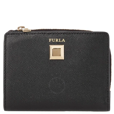 Furla Mimi S Textured Leather Bifold Wallet - Onyx In Black