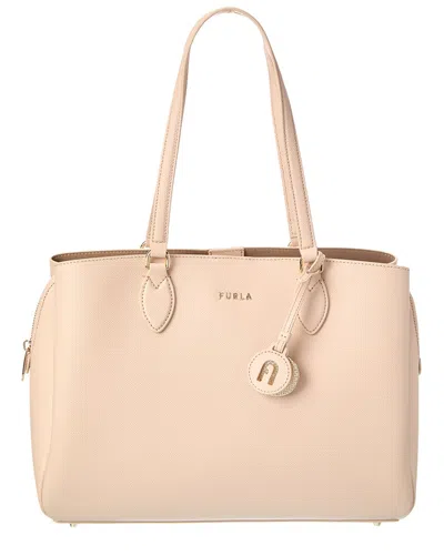 Furla Minerva Large Leather Tote In Neutral