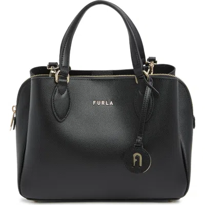 Furla Minerva Leather Satchel In Nero