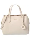 Furla Minerva Small Leather Tote In White
