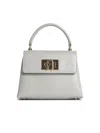 Furla Mini '1927' Crystal Leather Handbag In Gray